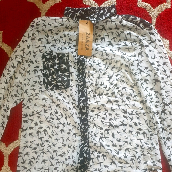 Sheer Bird Print Blouse - Picture 6 of 10